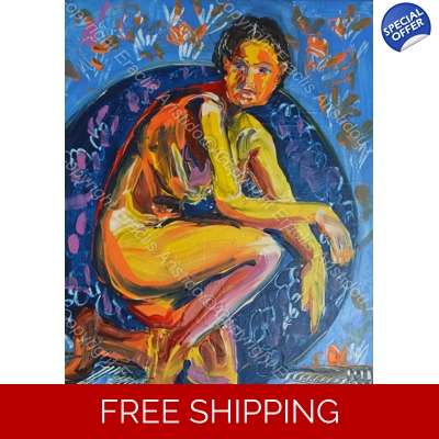 Beautiful colourful figurative nude 909